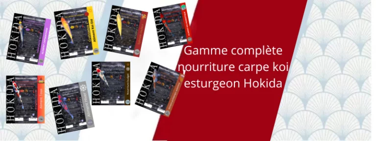 Gamme complète nourriture carpe koi esturgeon Hokida